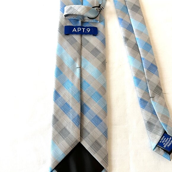 Apt. 9 Gray and Blue Tie, with Tie Bar, 57" x 2.75" New without Tags - Picture 8 of 10